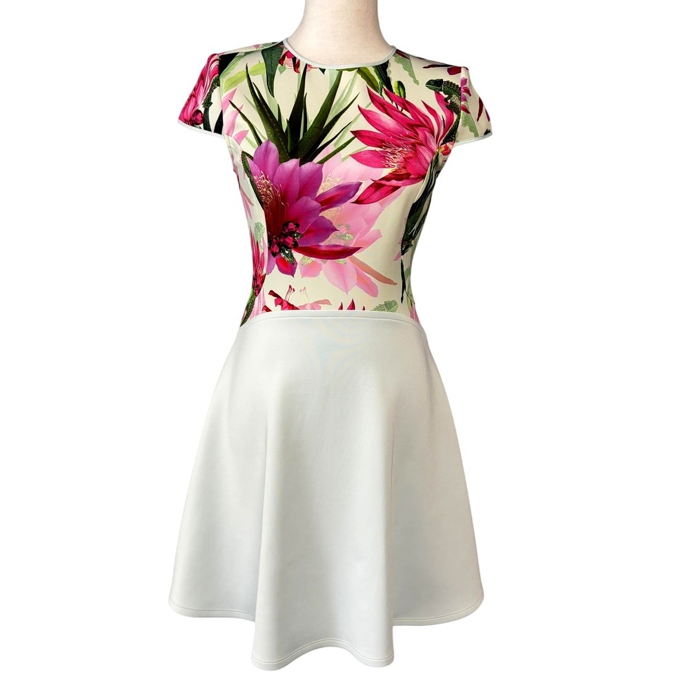 Ted Baker London Floral Fit Flare Mini Skater Dress Multicolor Anushia Size 1